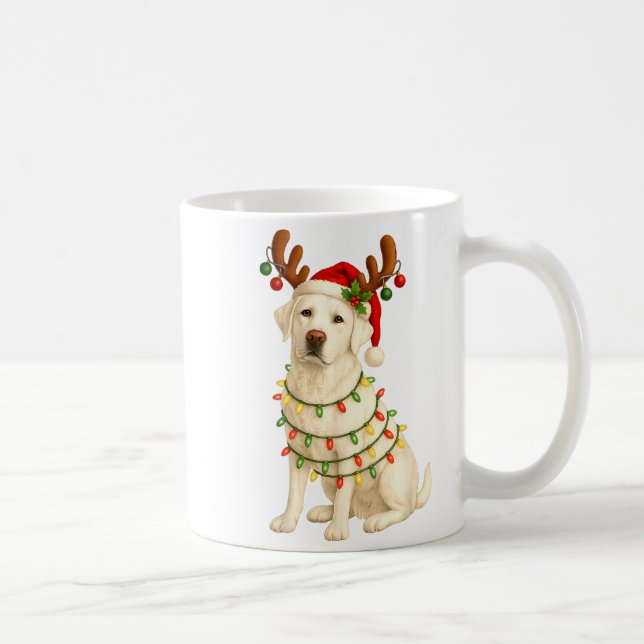 White Lab Christmas Tree Light Pajama Labrador Dog Kaffeetasse (Rechts)