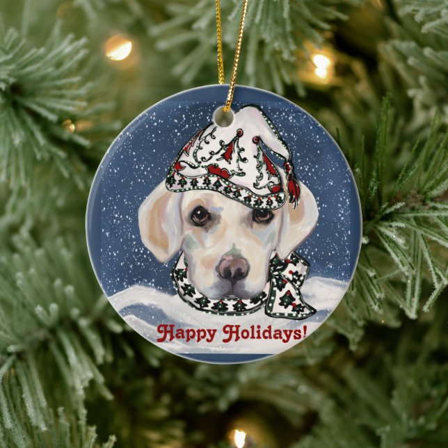 WHITE+LABRADOR+RETRIEVER KERAMIK ORNAMENT (Baum)