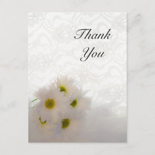 White Lace and Daisisises Wedding Vielen Dank Postkarte