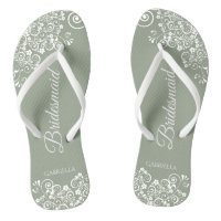 White Lace auf Sage Green Bridesmaid Hochzeit