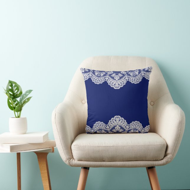 White Lace Blue Kissen (Stuhl )