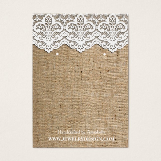 White Lace Burlap Earring Holder Juwelier Display (Vorderseite)
