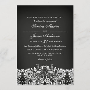 White Lace Chalkboard Hochzeit Einladung