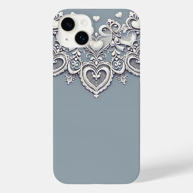 White Lace Herz Romantischer Charm Elegante Case-Mate iPhone Hülle (Rückseite)