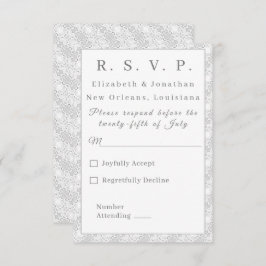 White Lace Katholische Mit Monogramm Antwortkarte RSVP Karte