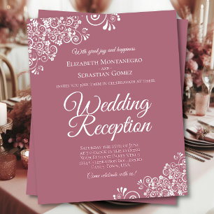 White Lace on Rose BUDGET Hochzeitsempfang Einladu