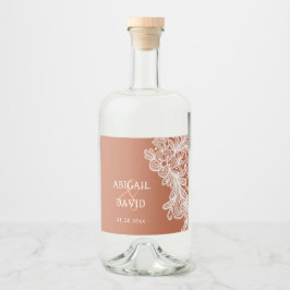 White Lace on Terracotta Wedding Alkoholflaschenetikett