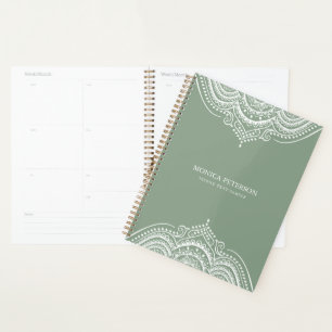 White Lace Paisley Mandala auf Sagr Green Planer