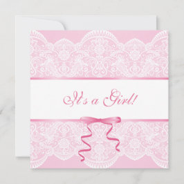 White Lace Pink Satin Es ist eine Girl Baby Dusche Einladung