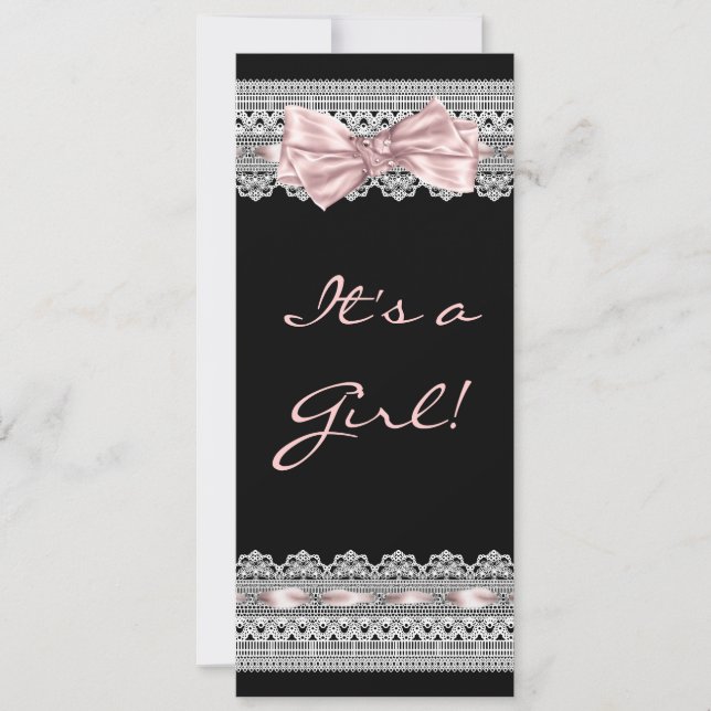 White Lace Pink und Black Baby Girl Dusche Einladung