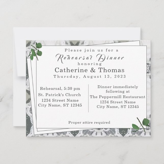 White Lace & Rose Blätter Probe Dinner (Vorderseite)