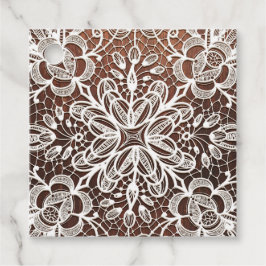 White Lace Rustic Wood Wedding Geschenkanhänger