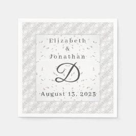 White Lace & Wedding Bells Paper Napkin Serviette