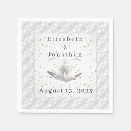 White Lace & Wedding Bells Paper Napkin Serviette