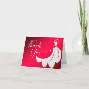 White Lace Wedding Dress on Red Benutzerdefinier Dankeskarte