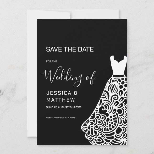 White Lace Wedress Save The Date (Vorderseite)
