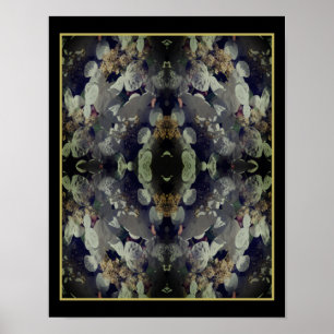 White Lacecap Hydrangea Floral Abstrakt Poster