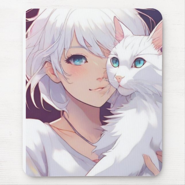 White Lady Cat Mousepad (Vorne)