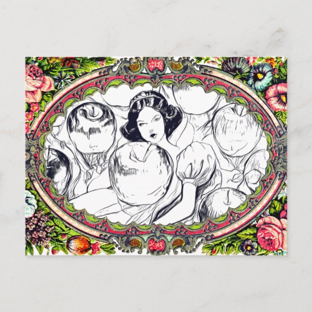 WHITE LADY RED APPLES | Paintable Postcards© Postkarte (Vorderseite)