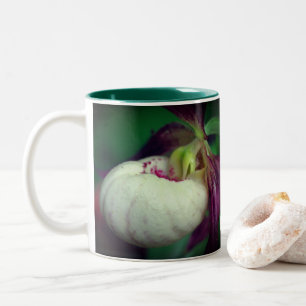 White Lady Slipper Blume Personalisiert Zweifarbige Tasse