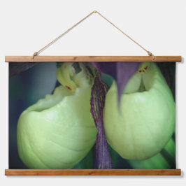White Lady Slipper Orchid Blume Pair Wandteppich Mit Holzrahmen