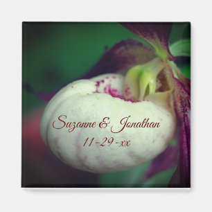 White Lady Slipper Orchid Personalisierte Hochzeit Magnet
