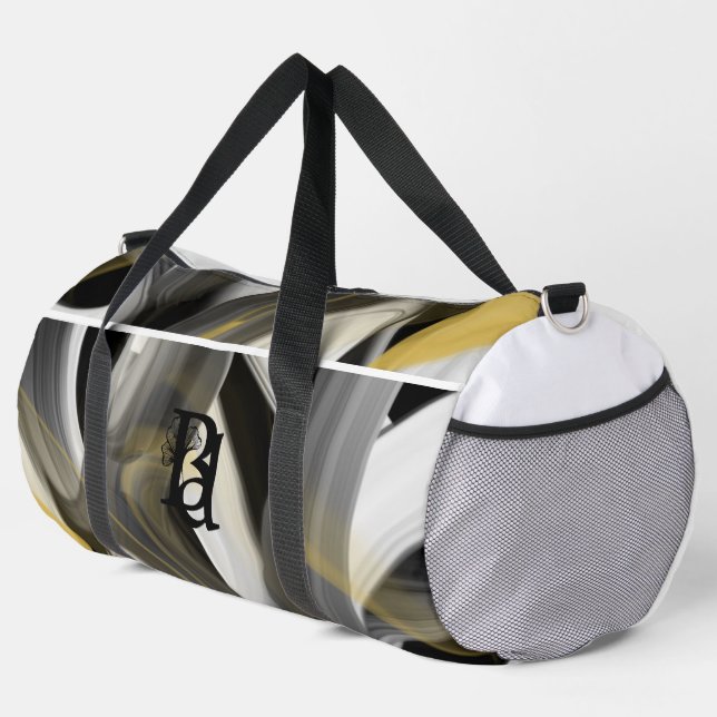 White Large Duffel Bag Trend Abstrakt Black Gold Duffle Bag (Rechte Ecke)