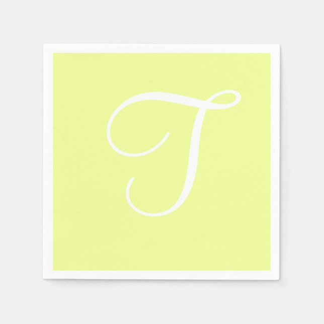 White Large Elegante Monogram | Pastell Limon Serviette (Vorderseite)