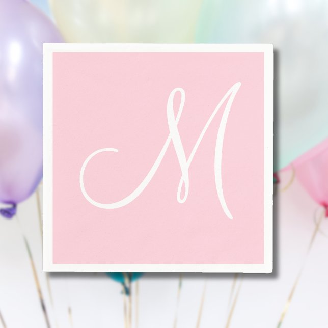 White Large Elegante Monogram | Pastellrosa Serviette (Von Creator hochgeladen)