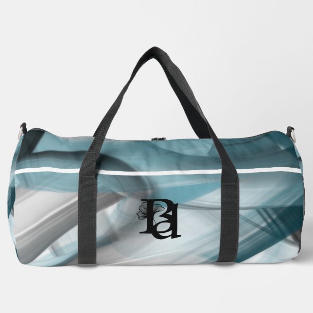 White Large Gym Bag Trend Abstrakt Blue Ocean Duffle Bag (Vorderseite)