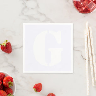 White Large Modern Initial Ghost White Serviette