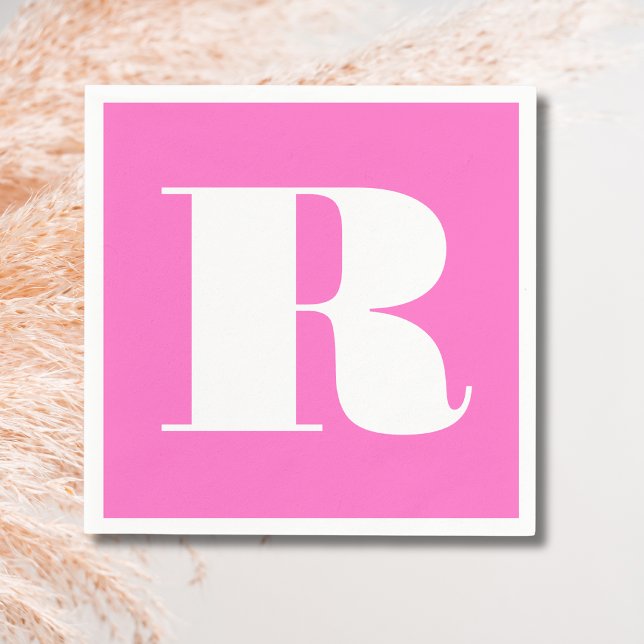 White Large Stylish Monogram | Neon Pink Serviette (Von Creator hochgeladen)