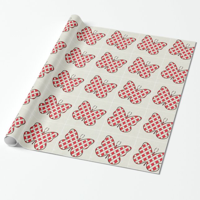 White Lattice Butterfly Geschenkpapier (Ungerollt)