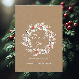 White Laurel Wreath auf Kraft Paper Corporate Card Dankeskarte