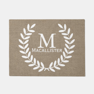 White Laurels und Imitate Burlap Familienname Fußmatte