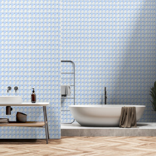 White Leaf Cluster Light Blue Repeat Tapete