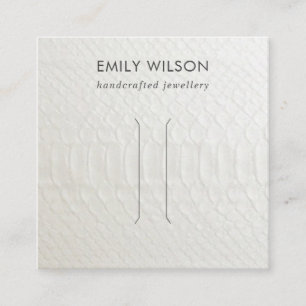 WHITE LEATHER TEXTURE HAIR CLIP DISPLAD CARD QUADRATISCHE VISITENKARTE
