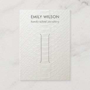 WHITE LEATHER TEXTURE HAIR CLIP DISPLAD CARD VISITENKARTE