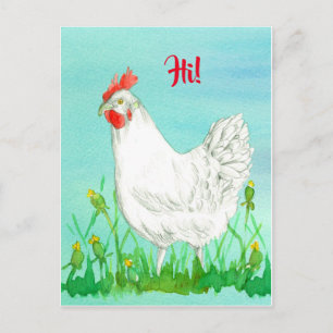 White Leghorn Chicken Bird Hi Postkarte