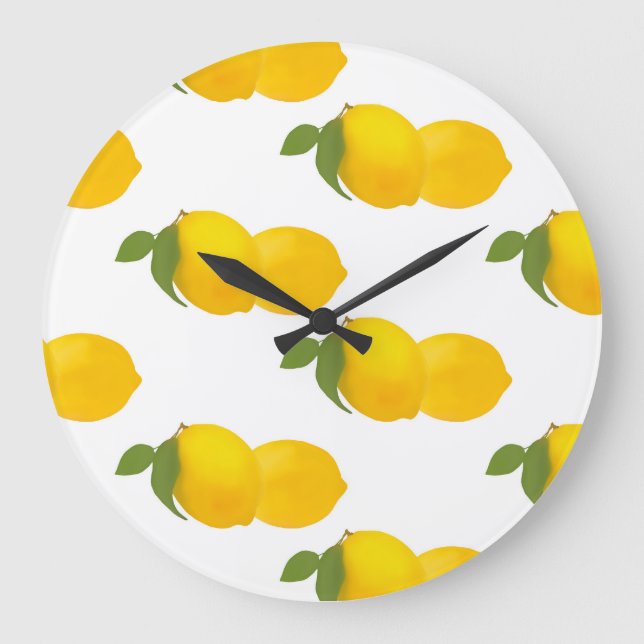 White Lemon Clock Große Wanduhr (Vorderseite)