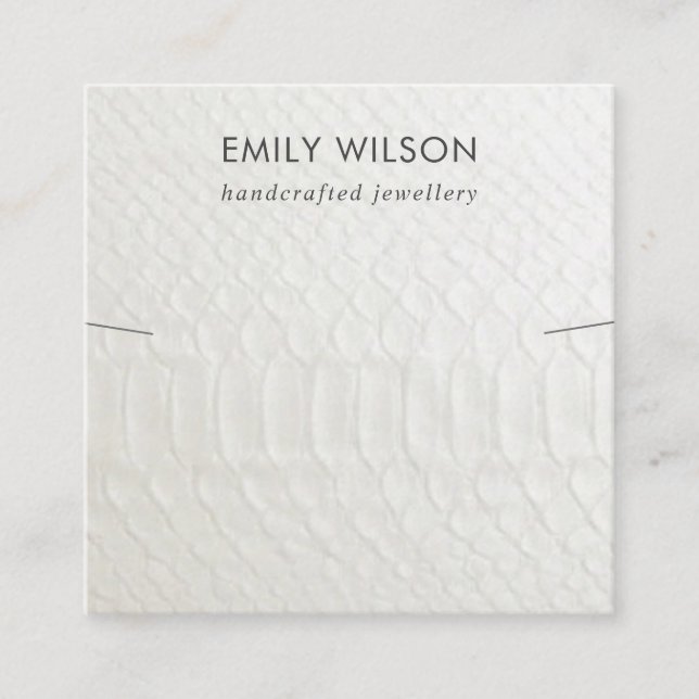 WHITE LETHER TEXTURE NECKLACE BRACELET DISPLAY QUADRATISCHE VISITENKARTE (Vorderseite)