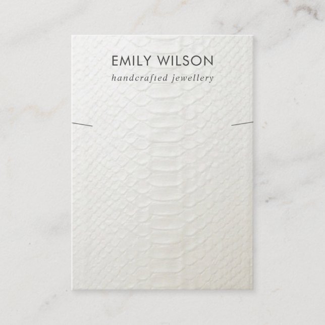 WHITE LETHER TEXTURE NECKLACE BRACELET DISPLAY VISITENKARTE (Vorderseite)