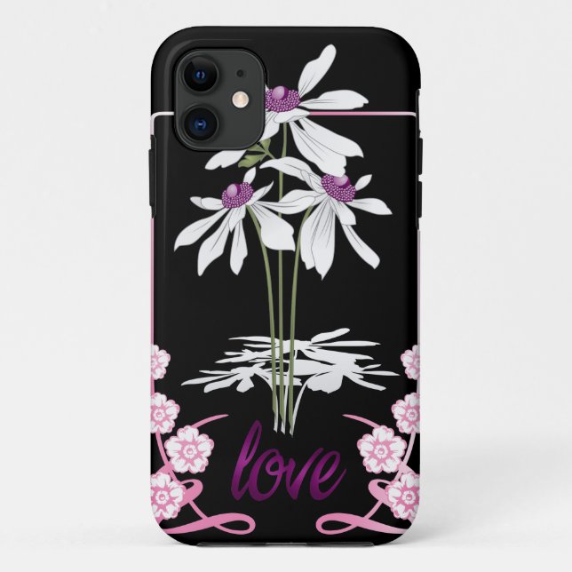 White Liebe Daisies Case-Mate iPhone Hülle (Rückseite)