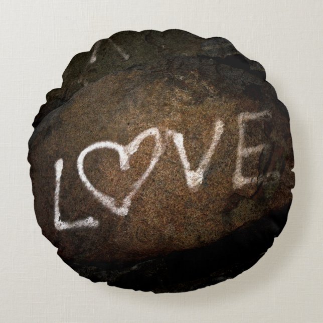 White Liebe Graffiti Rundes Kissen (Vorderseite)