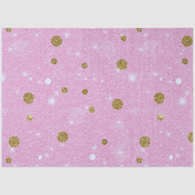 White Light Gold Pink Glitzer Polka Dos Weihnachte Seidenpapier (Vorderseite)