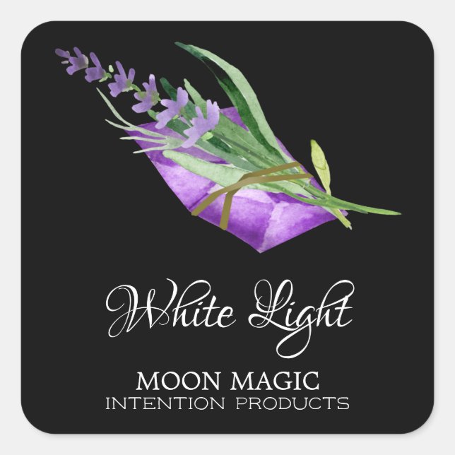 White Light Intention Candle Labels Quadratischer Aufkleber (Vorderseite)