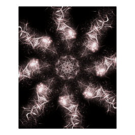 White Lightning Plasma Fractal Art Poster