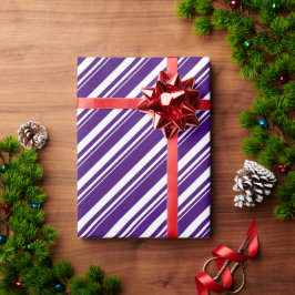 White Lila Candy Cane Stripe Holiday Geschenkpapier