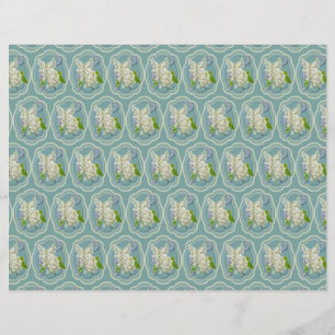 White Lilac Blume Gerahmt Green Romantic Pattern