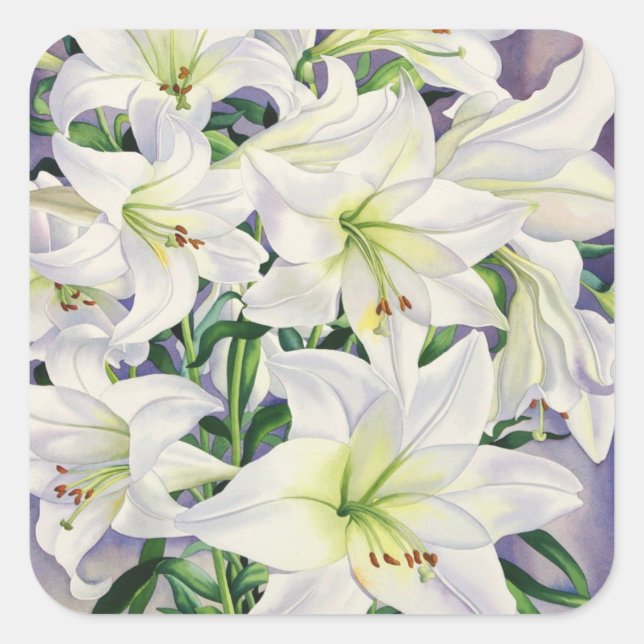 White Lilies 2008 Quadratischer Aufkleber (Vorderseite)